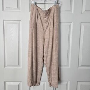 Ella Moss Womens XL Tan Linen Blend Wide Leg Pleated Pull On Pants
